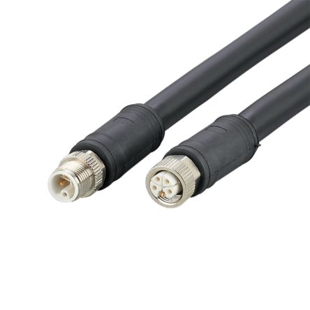 ifm electronic Power 2.5 mm² 5 Core Power Cable, Black Polyurethane PUR, 2m [E12654]; 190-003
