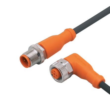 ifm electronic Straight Male 1 way M12 to Right Angle Female 1 way M12 Actuator/Sensor Cable, 5m [EVC049]; 190-340