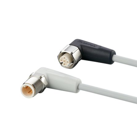 ifm electronic Right Angle Male 4 way M12 to Right Angle Female 5 way M12 Communication Cable, 300mm [EVF083]; 190-502