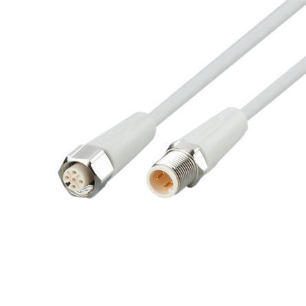 ifm electronic Straight Male 4 way M12 to Straight Female 5 way M12 Communication Cable, 600mm [EVF041]; 190-547