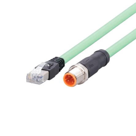 ifm electronicEVC, 500mm Cat5e, Green M12 to Male RJ45 Male, Shielded, Terminated Polyurethane Sheath [EVC924]; 190-567
