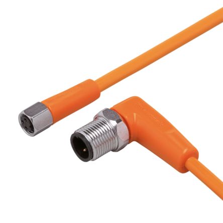 ifm electronic Right Angle Male 1 way M12 to Straight Female 1 way M8 Sensor Actuator Cable, 300mm [EVT291]; 190-665