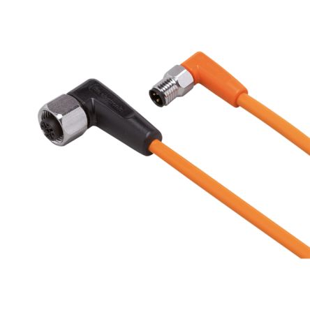 ifm electronic Right Angle Male 1 way M8 to Right Angle Female 1 way M12 Sensor Actuator Cable, 300mm [EVT304]; 190-682