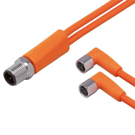 ifm electronic Straight Male 1 way M12 to Right Angle Female 2 way M8 Sensor Actuator Cable, 600mm [EVT340]; 190-701