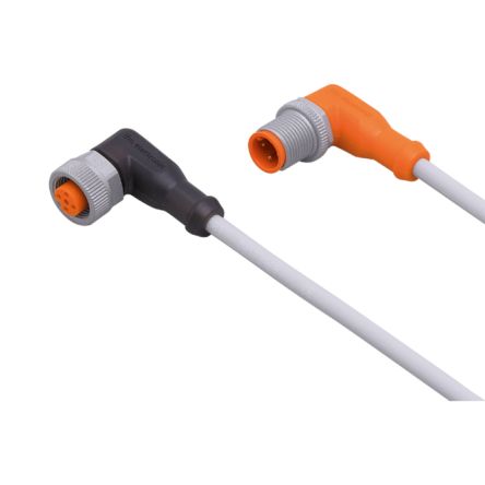 ifm electronic Right Angle Male 1 way M12 to Right Angle Female 1 way M12 Sensor Actuator Cable, 5m [EVW046]; 190-720