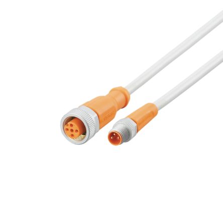 ifm electronic Straight Male 1 way M8 to Straight Female 1 way M12 Sensor Actuator Cable, 1.5m [EVW184]; 190-758