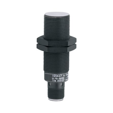 ifm electronic Inductive Threaded Barrel Proximity Sensor, M18, 5 mm Detection, PNP NO, 10 → 36 V dc [IG5647]; 190-839