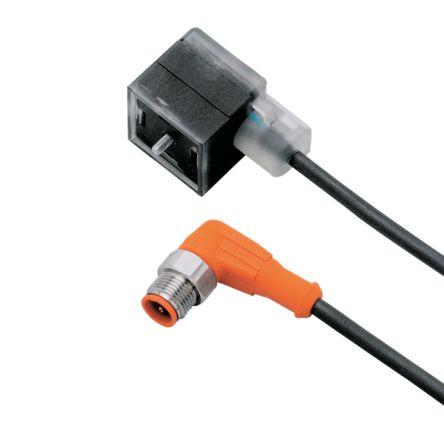 ifm electronic Right Angle Male 1 way M12 to Right Angle Female 1 way Valve Connector Sensor Actuator Cable, 300mm [E10817]; 191-015