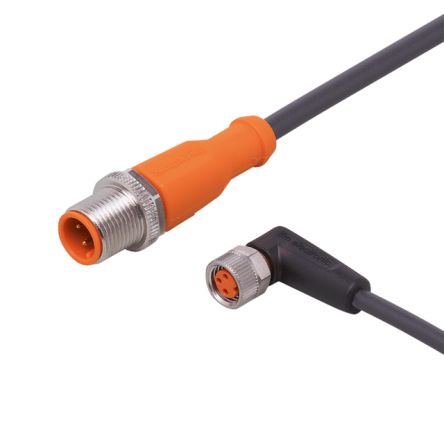 ifm electronic Straight Male 1 way M12 to Right Angle Female 1 way M8 Sensor Actuator Cable, 600mm [EVC226]; 191-209
