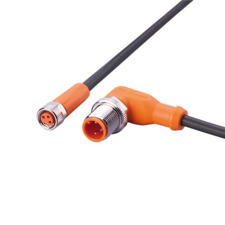ifm electronic Right Angle Male 1 way M12 to Straight Female 1 way M8 Sensor Actuator Cable, 300mm [EVC364]; 191-338