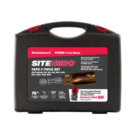 Rotabroach 9-Piece Tap Set, M30mm Max, M5mm Min, M2 HSS Bits [SHRTP3]; 193-579