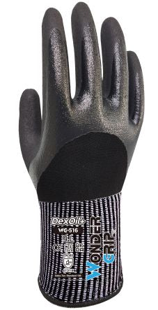 Wonder Grip WG-516 DEXOIL+ Black Nylon, Spandex Assembly, Automotive Industry, Construction, Emergency Services Gloves, [WG5161012]; 193-665