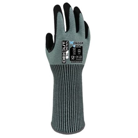 Wonder Grip WG-787 DEXCUT Black, Green Spandex Cut Resistant Cut Resistant Gloves, Size 9, L, Nitrile Coating [WG787L0912]; 193-671
