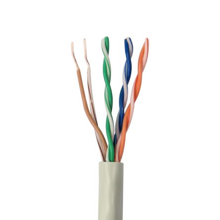 RS PRO, 305m Cat5e, Grey Unterminated to, Unshielded Unshielded, Unterminated PVC Sheath [0]; 199-192