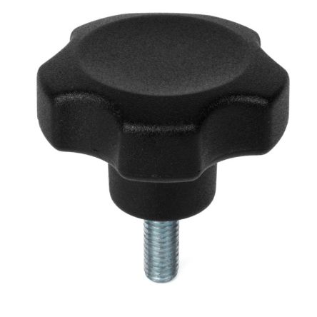 RS PRO Black Thermoplastic Multiple Lobes Clamping Knob, M10, Threaded Mount [0]; 199-252