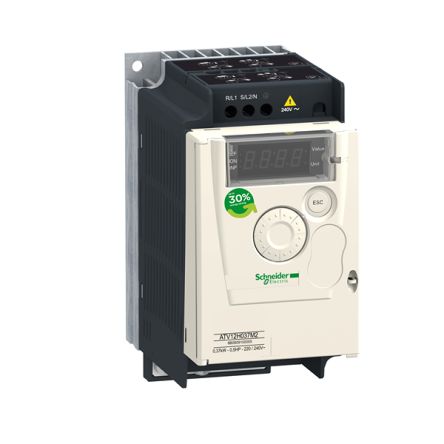 Schneider Electric Variable Speed Drive, 0.37 kW, 1 Phase, 200 → 240 V, 2.4 A, Altivar Series [ATV12H037M2X]; 205-324