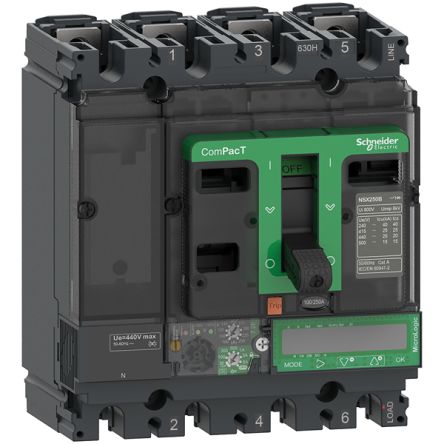 Schneider Electric, ComPacT New generation MCCB 4P 160A, Breaking Capacity 440 V, Fixed Mount [C25F47E160]; 205-342
