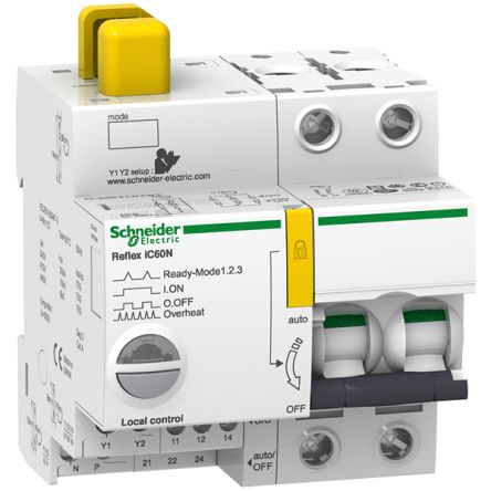 Schneider Electric Acti9 Acti9 Reflex MCB, 2P, 10A Curve B, 230V AC, 24V DC, 10 KA Breaking Capacity [A9C61210]; 205-370