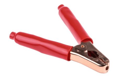 RS PRO Crocodile Clip Heavy Duty Crocodile Clip Connection, Copper-Plated Steel Contact, 200A, Red [0]; 205-392