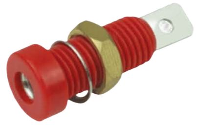 RS PRO Red Female Banana Connectors, 4 mm Connector, Solder Termination, 24A, 30 V ac, 60V dc, Zinc Plating [0]; 205-393