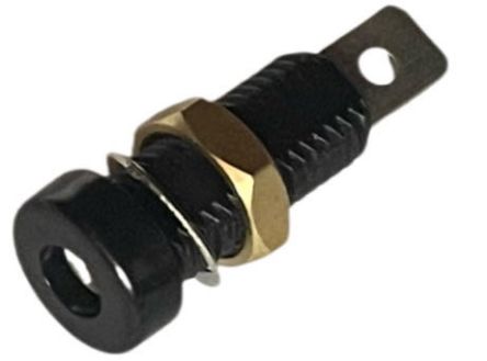RS PRO Black Female Banana Connector, 4 mm Connector, Solder Termination, 24A, 30 V ac, 60V dc, Zinc Plating [0]; 205-394