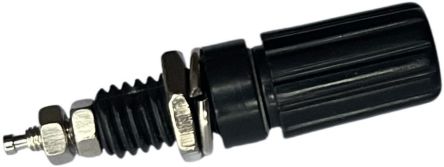 RS PRO 19A, Black Binding Post With Brass Contacts and Nickel Plated - 11mm Hole Diameter [0]; 205-395