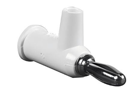RS PRO White Male Banana Connectors, 4 mm Connector, 24A, 30 V ac, 60V dc, Nickel Plating [0]; 205-401