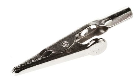 RS PRO Crocodile Clip Alligator Clip Connection, Nickel-Plated Steel Contact, 10A, Silver [0]; 205-408
