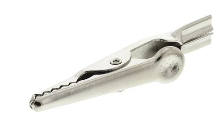 RS PRO Crocodile Clip Alligator Clip Connection, Nickel-Plated Steel Contact, 10A, Silver [0]; 205-409