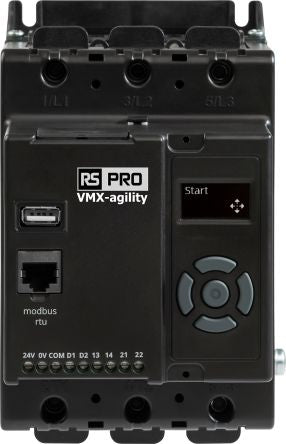 RS PRO Soft Starter, , 18.5 kW, 200 → 600 V, 3 Phase, IP20 [0]; 206-101