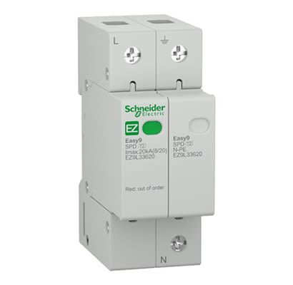 Schneider Electric, EZ9L Surge Suppressor Unit 230 V Maximum Voltage Rating 20kA Maximum Surge Current Surge Arrester [EZ9L33620]; 207-219