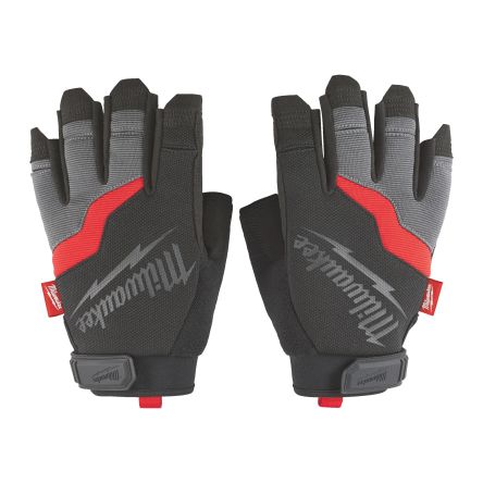 Milwaukee Fingerless Black, Grey Synthetic Leather Breathable Work Gloves, Size 7, S, Nylon Knitted Fabric Coating [4932498496]; 207-493