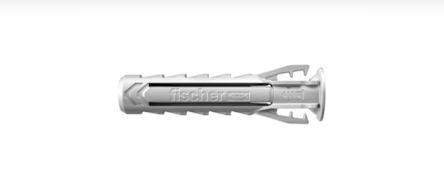 Fischer Fixings Grey Nylon Wall Plug, 40mm Length, 8mm Fixing Hole Diameter [568008]; 208-158