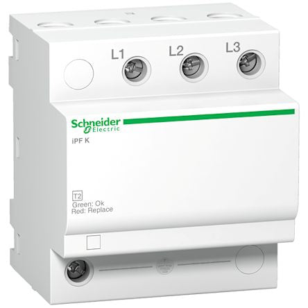 Schneider Electric, Acti9 Surge Arrester 400 V ac Maximum Voltage Rating 40kA Maximum Surge Current Surge Arrester [A9L15582]; 212-099