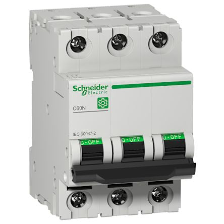 Schneider Electric Multi9 M9F1 MCB, 3P, 25A Curve D, 440V AC, 125V DC, 6 kA Breaking Capacity [M9F12325]; 212-131