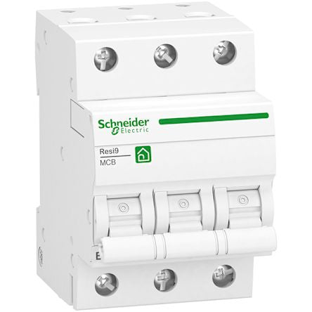 Schneider Electric Resi9 R9F2 MCB, 3P, 16A Curve B, 400V AC, 10 kA Breaking Capacity [R9F27316]; 212-145