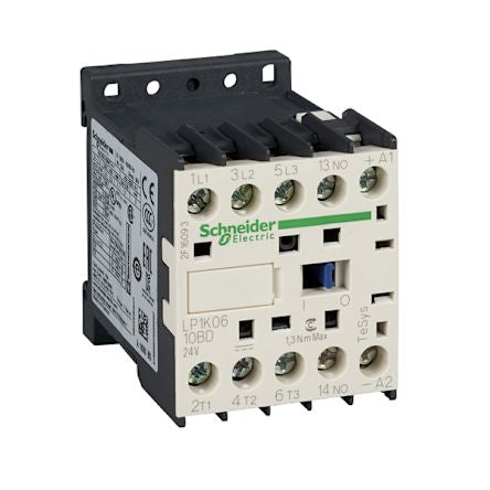 Schneider Electric TeSys LP1K Contactor, 24 V dc Coil, 3-Pole, 6 A, 3 kW, 3NO, 690 V ac [LP1K0610BDTQ]; 212-180