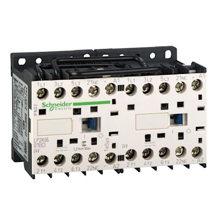 Schneider Electric TeSys K TeSyS K Contactor, 24 V dc Coil, 3-Pole, 6 A, 3 kW, 3NO, 690 V ac [LP2K0601BDTQ]; 212-181