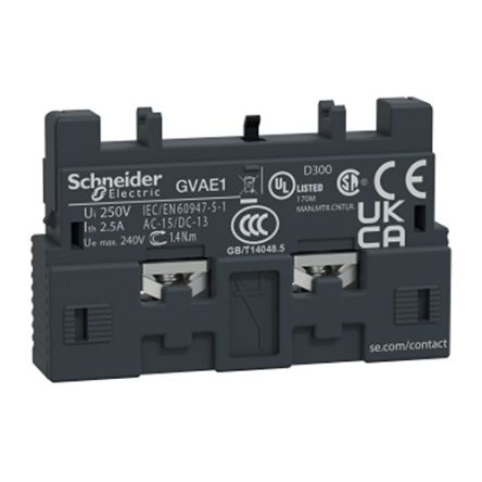 Schneider Electric TeSys Deca Auxiliary Contact for use with GV2 And GV3 [GVAE1TQ]; 212-239