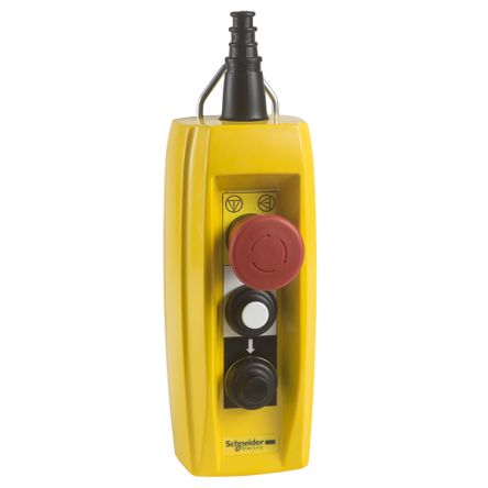 Schneider Electric Snap Action Push Button Control Station - SPST, SPST, Glass Reinforced Polyester, 3 Cutouts, Black, [XACB3205]; 212-304