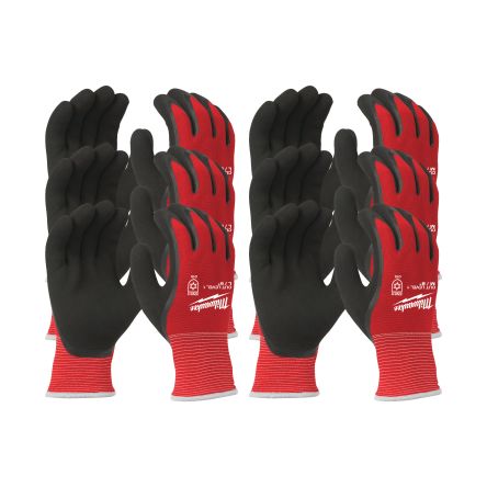 Milwaukee Winter Cut Black/Red Glass Fibre, HPPE Cut Resistant Work Gloves, Size 9, L, Latex Coating [4932471607]; 212-453