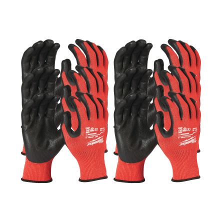 Milwaukee CUT C Black/Red Nitrile Cut Resistant Work Gloves, Size L, Nitrile Coating [4932501298]; 212-495