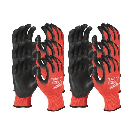 Milwaukee CUT C Black/Red Nitrile Cut Resistant Work Gloves, Size 10, XL, Nitrile Coating [4932471620]; 212-497