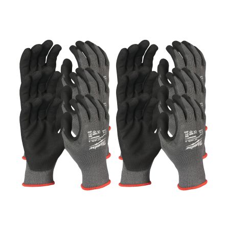 Milwaukee CUT E Black, Grey Nitrile Cut Resistant Work Gloves, Size 8, M, Nitrile Coating [4932471622]; 212-501