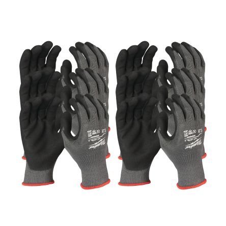 Milwaukee CUT E Black, Grey Nitrile Cut Resistant Work Gloves, Size 9, L, Nitrile Coating [4932471623]; 212-502