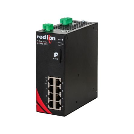 N-Tron NT24K Series DIN Rail Mount Ethernet Switch, 8 RJ45 Ports, 10/100/1000Mbit/s Transmission, 10 → 49V dc [NT24K-8TX-PT]; 212-545