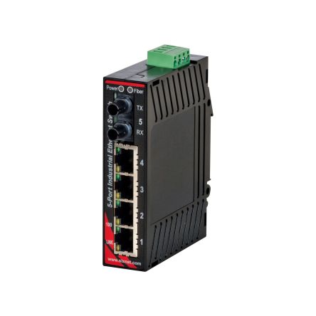 N-Tron SL-5ES Series DIN Rail Mount Ethernet Switch, 4 RJ45 Ports, 10/100Mbit/s Transmission, 10 → 30V dc [SL-5ES-2ST]; 212-548