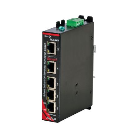 N-Tron SLX-5MS Series Panel Mount Ethernet Switch, 5 RJ45 Ports, 10/100Mbit/s Transmission, 10 → 30V dc [SLX-5MS-1]; 212-551