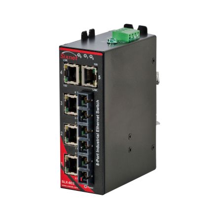 N-Tron SLX Series DIN Rail Mount Ethernet Switch, 5 RJ45 Ports, 10/100Mbit/s Transmission, 10 → 30V dc [SLX-8ES-6SC]; 212-552