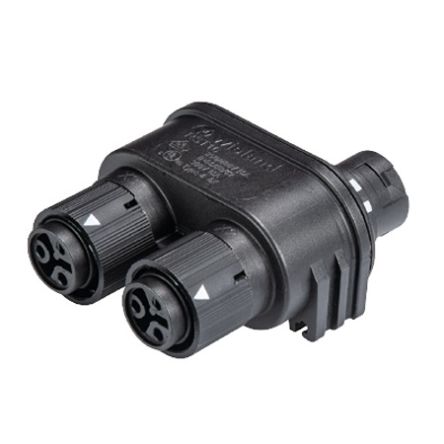Wieland RST MINI Series Connector, 2-Pole, Female, 3-Way, Push-In, 16A, IP66, IP68, IP69 [46.030.1254.1]; 212-774